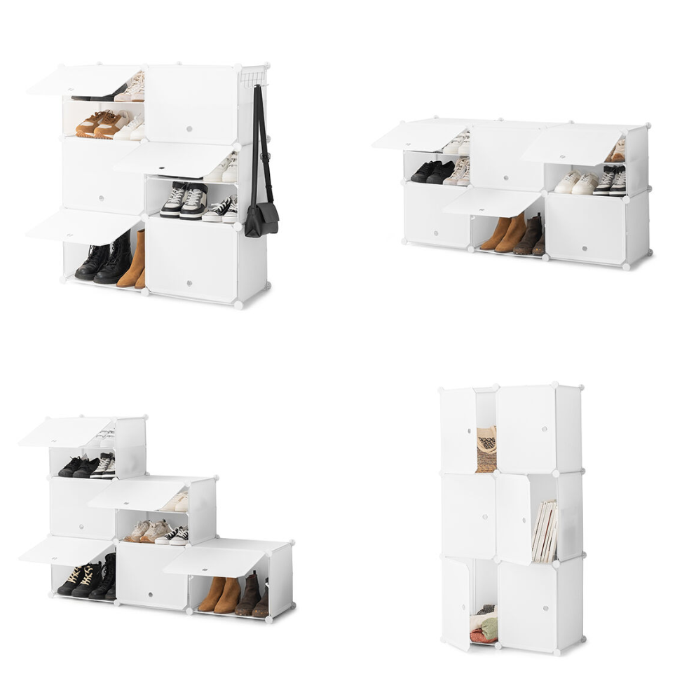 Portable Modular Shoe Cabinet InnovaGoods White 36 pairs