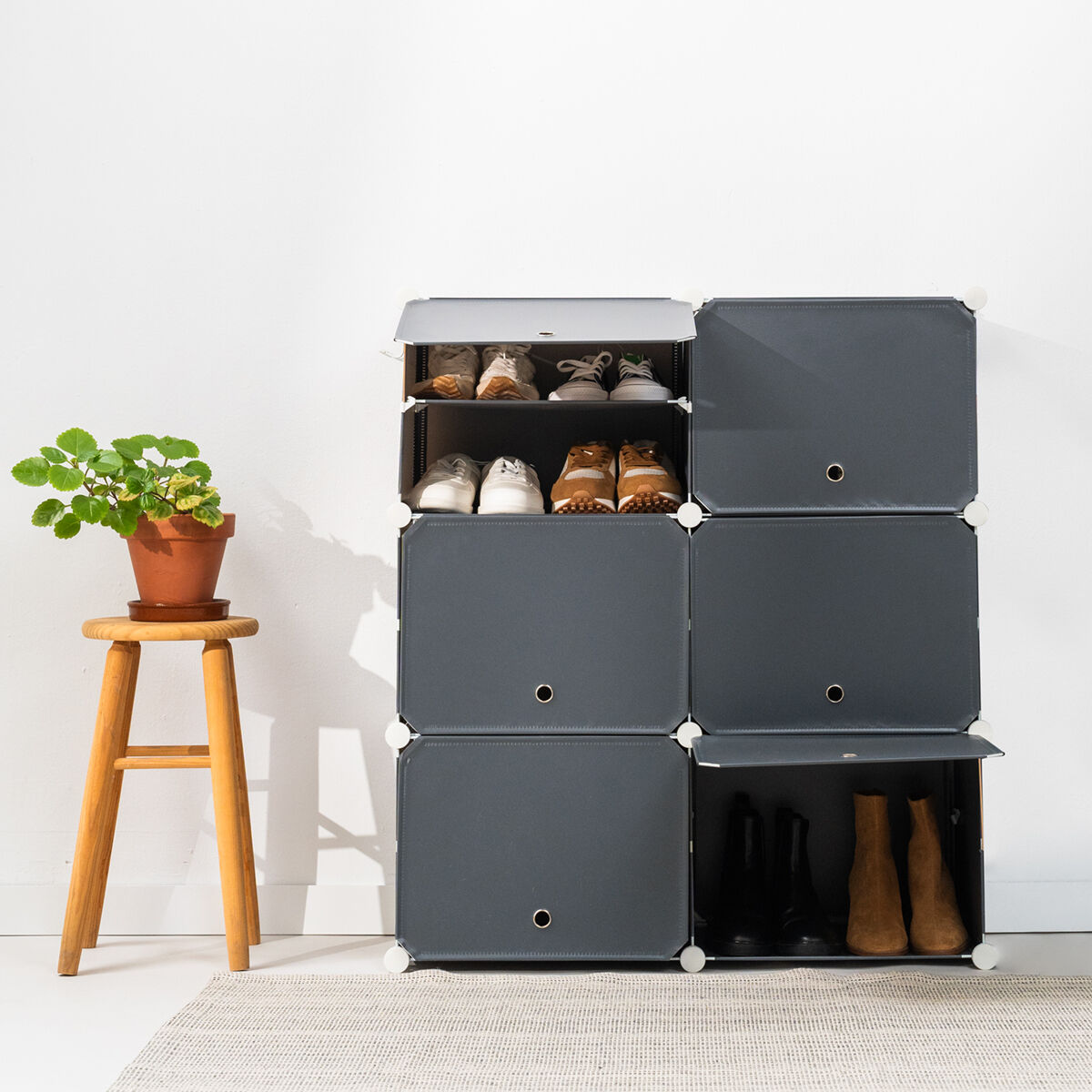 Portable Modular Shoe Cabinet InnovaGoods Grey 36 pairs