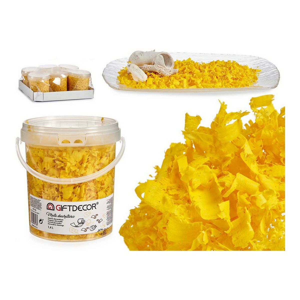 Decorative Shavings 13 x 14 x 14 cm (1,4 L) Yellow